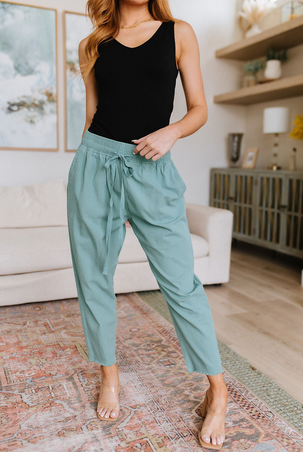 Love Me Dearly High Waisted Pants in Jade-Pants-Krush Kandy, Women's Online Fashion Boutique Located in Phoenix, Arizona (Scottsdale Area)