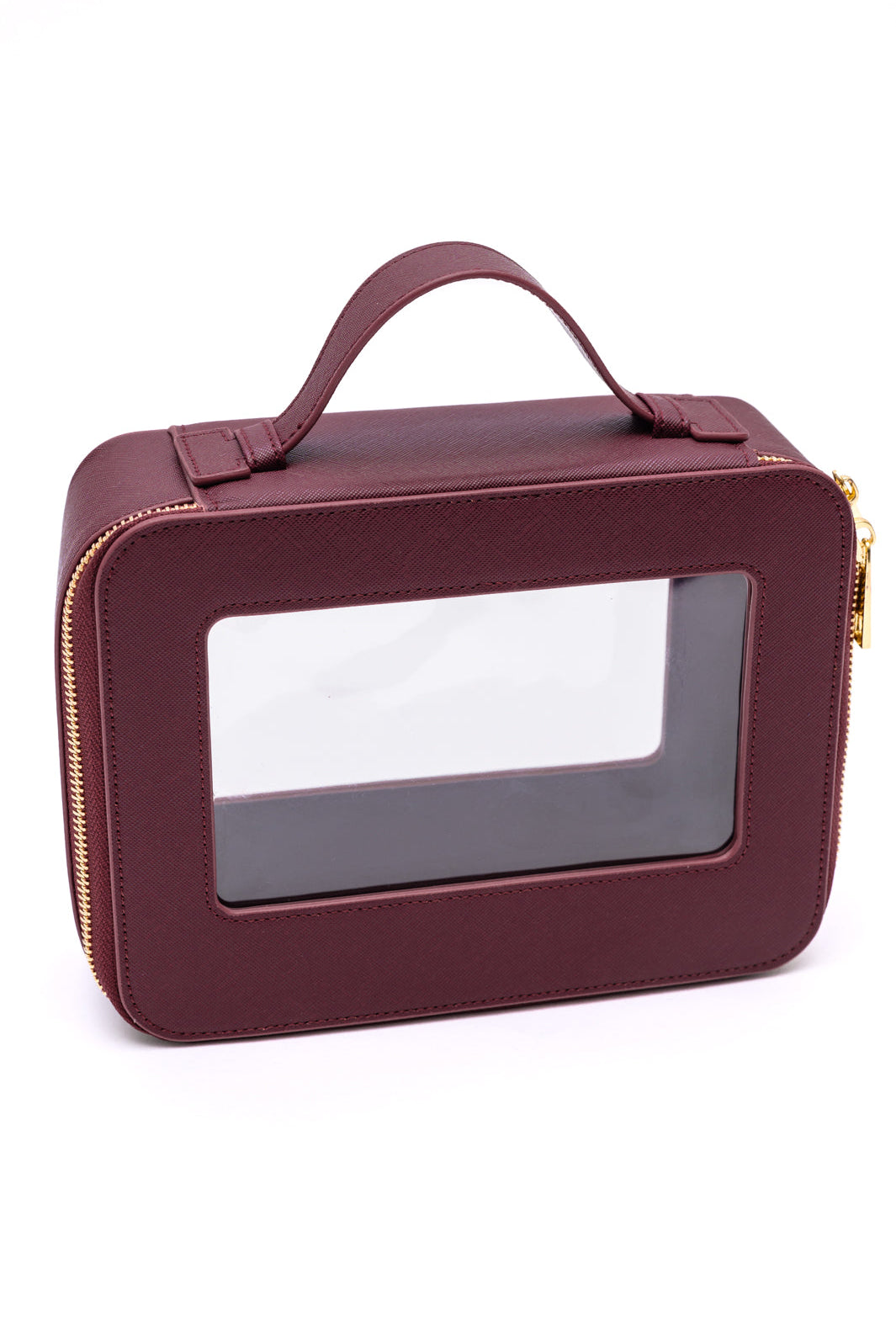 PU Leather Travel Cosmetic Case in Wine-Purses & Bags-Krush Kandy, Women's Online Fashion Boutique Located in Phoenix, Arizona (Scottsdale Area)