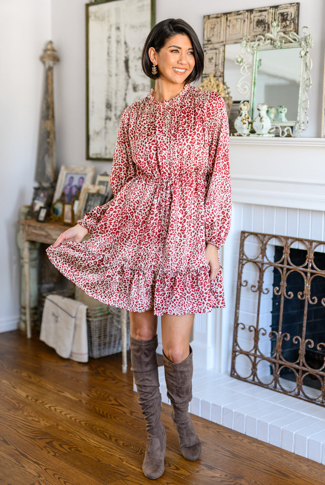 Rayven Animal Print Dress in Burgundy | S-3XL-Dresses-Krush Kandy, Women's Online Fashion Boutique Located in Phoenix, Arizona (Scottsdale Area)