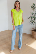 Ruched Cap Sleeve Top in Neon Green-Short Sleeve Tops-Krush Kandy, Women's Online Fashion Boutique Located in Phoenix, Arizona (Scottsdale Area)