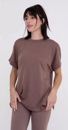 CURVY Short Sleeve Top with Side Slits-Short Sleeve Tops-Krush Kandy, Women's Online Fashion Boutique Located in Phoenix, Arizona (Scottsdale Area)