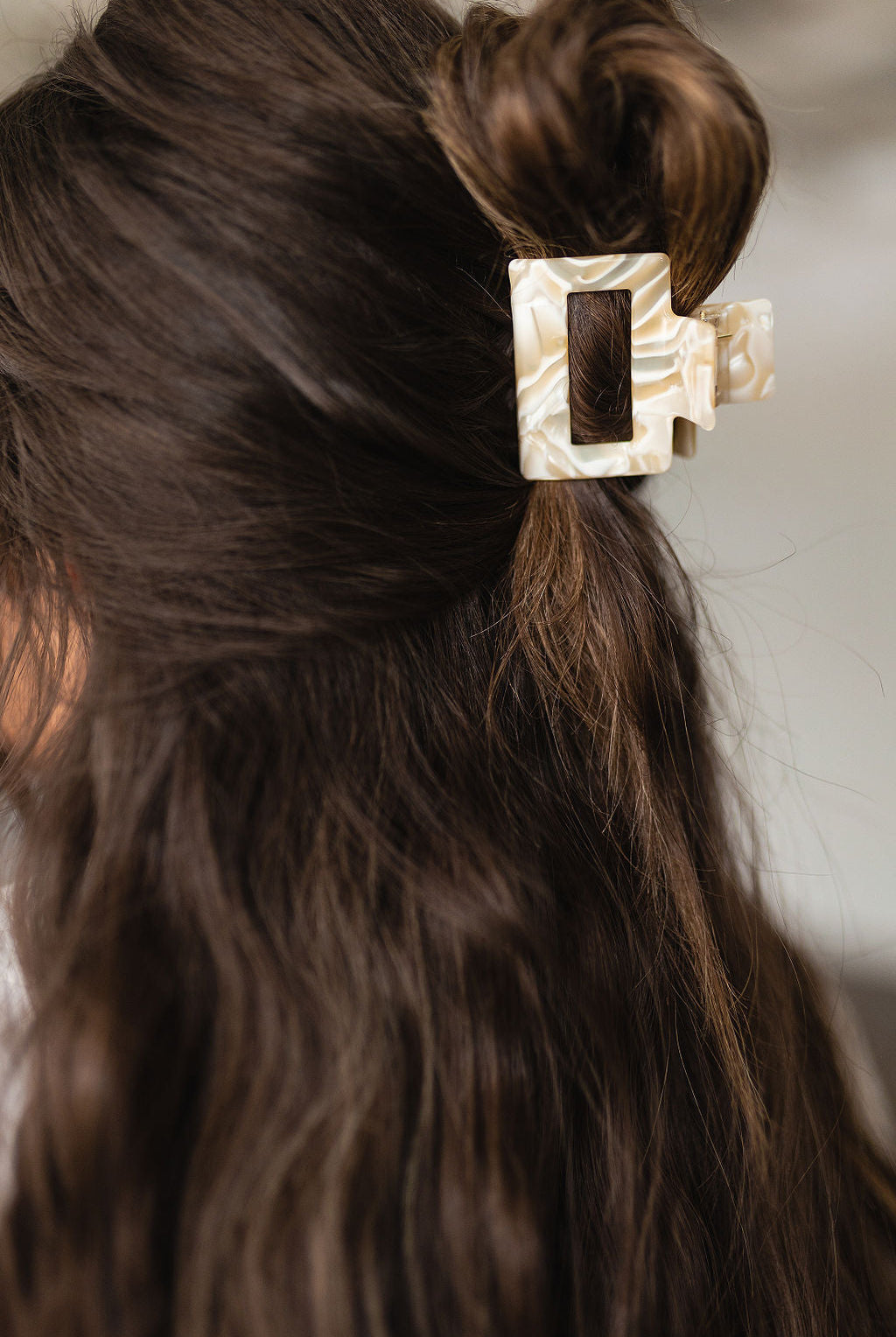 Small Square Claw Clip in Gold Pearl-Hair Accessories-Krush Kandy, Women's Online Fashion Boutique Located in Phoenix, Arizona (Scottsdale Area)