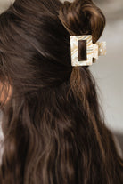 Small Square Claw Clip in Gold Pearl-Hair Accessories-Krush Kandy, Women's Online Fashion Boutique Located in Phoenix, Arizona (Scottsdale Area)