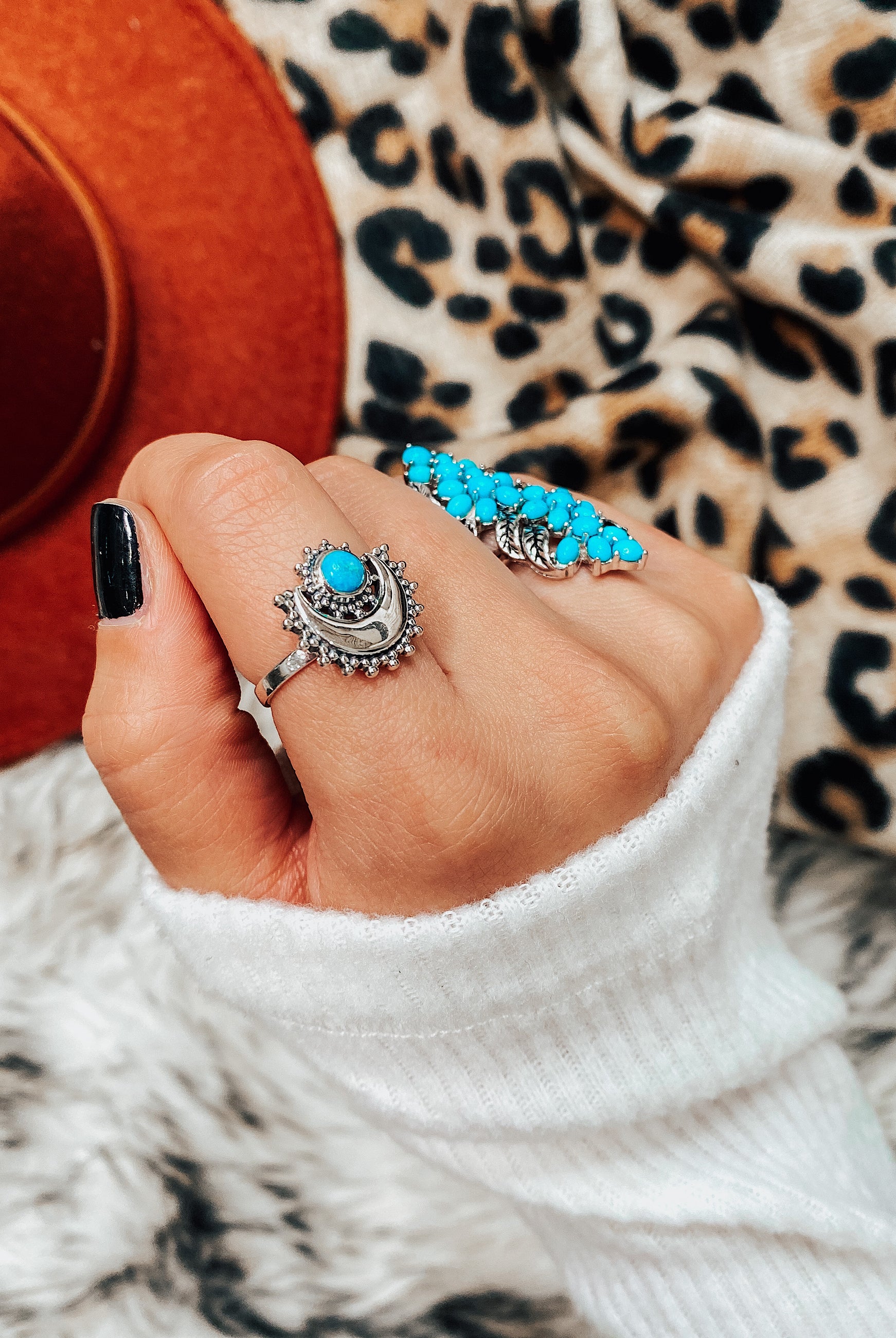 Silver Moon Turquoise Ring-Rings-Krush Kandy, Women's Online Fashion Boutique Located in Phoenix, Arizona (Scottsdale Area)