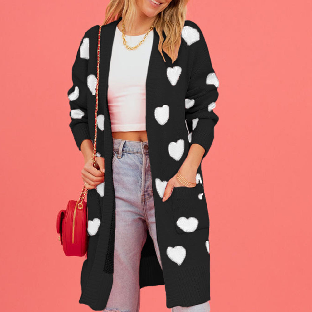 Heart Graphic Open Front Cardigan with Pockets-Krush Kandy, Women's Online Fashion Boutique Located in Phoenix, Arizona (Scottsdale Area)