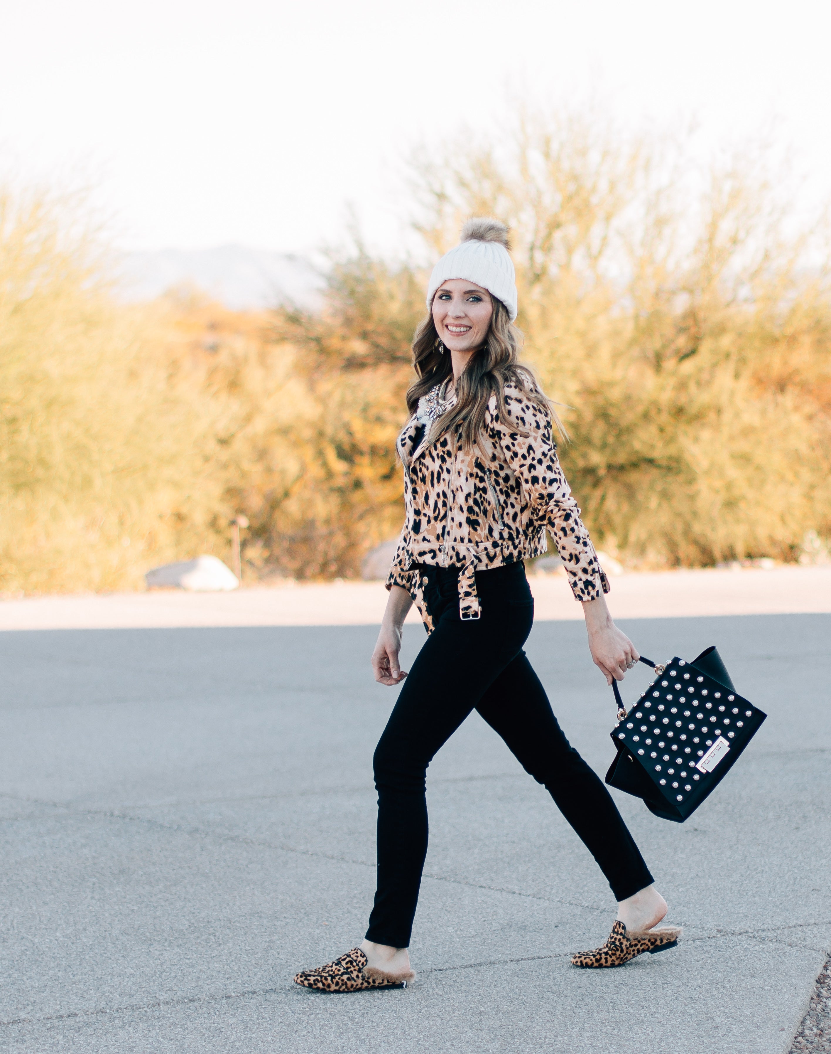 Black on Black with  a Pop of Leopard