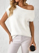Mandy Boat Neck Short Sleeve Knit Top-Tops-Krush Kandy, Women's Online Fashion Boutique Located in Phoenix, Arizona (Scottsdale Area)