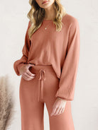 Long Sleeve Lounge Top and Drawstring Pants Set-Pants-Krush Kandy, Women's Online Fashion Boutique Located in Phoenix, Arizona (Scottsdale Area)