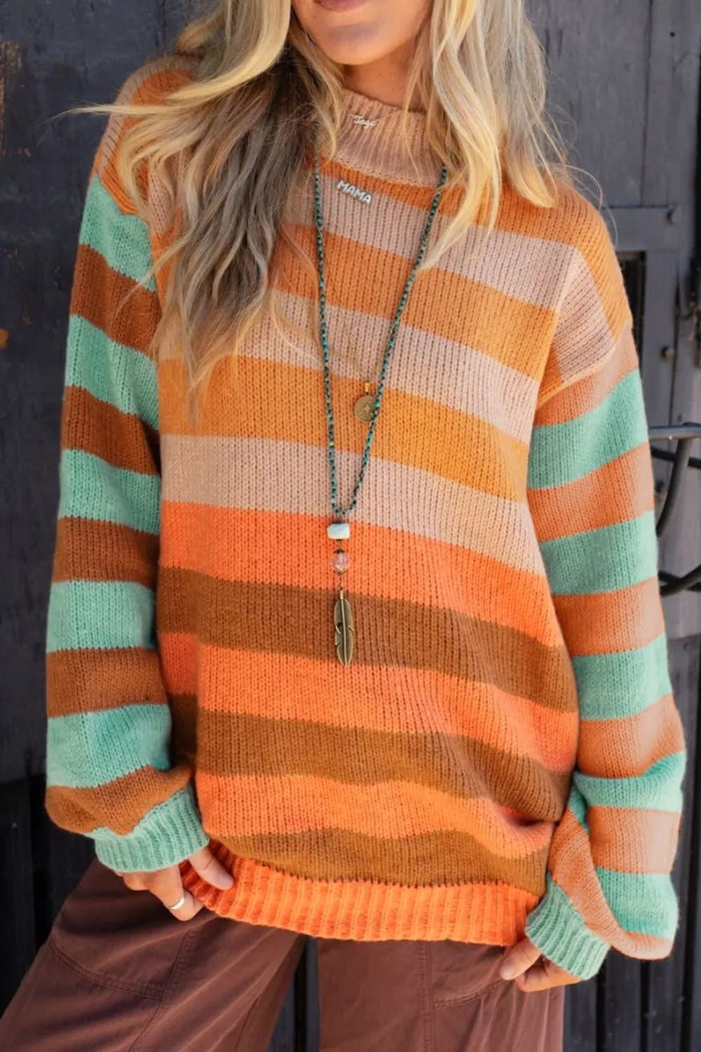 Striped Rainbow Long Sleeve Sweater-Tops-Krush Kandy, Women's Online Fashion Boutique Located in Phoenix, Arizona (Scottsdale Area)