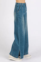Mittoshop Medium Wash Seam Detail Wide Leg Denim Jeans-Jeans-Krush Kandy, Women's Online Fashion Boutique Located in Phoenix, Arizona (Scottsdale Area)