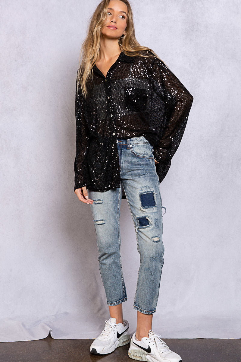 POL Sequin Relaxed Top | 5 Colors-Long Sleeve Tops-Krush Kandy, Women's Online Fashion Boutique Located in Phoenix, Arizona (Scottsdale Area)