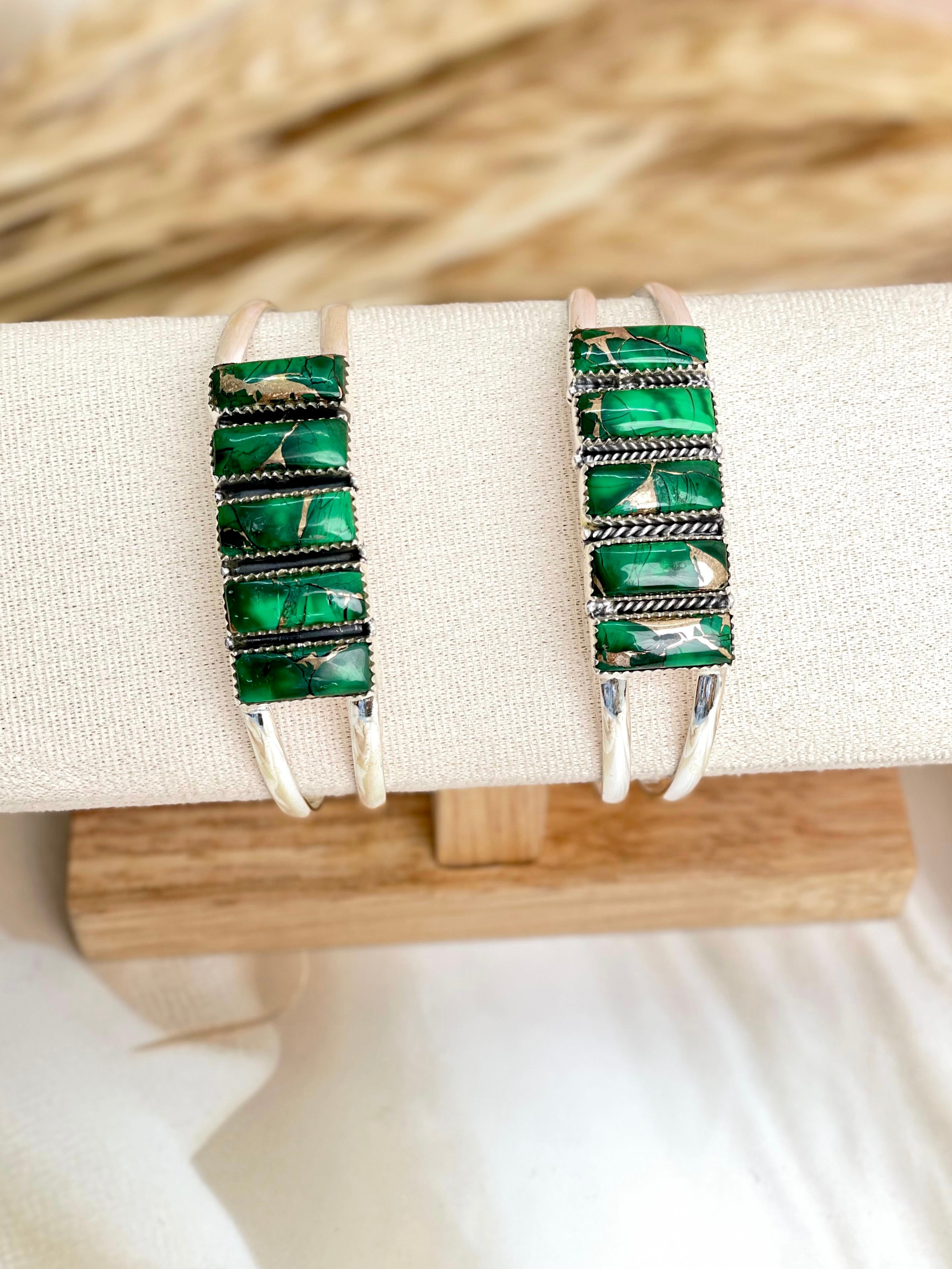 Irish Green Dahlia Adjustable Cuff Bangles sno 24-Bracelets-Krush Kandy, Women's Online Fashion Boutique Located in Phoenix, Arizona (Scottsdale Area)