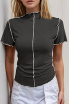 Ruffled Edge Mock Neck Top-Tops-Krush Kandy, Women's Online Fashion Boutique Located in Phoenix, Arizona (Scottsdale Area)