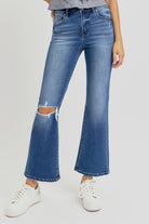 RISEN Full Size Distressed High Rise Crop Flare Jeans-Krush Kandy, Women's Online Fashion Boutique Located in Phoenix, Arizona (Scottsdale Area)