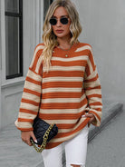 Striped Dropped Shoulder Sweater-Sweaters-Krush Kandy, Women's Online Fashion Boutique Located in Phoenix, Arizona (Scottsdale Area)