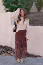 Lace Contrast Maxi Skirt-Skirts-Krush Kandy, Women's Online Fashion Boutique Located in Phoenix, Arizona (Scottsdale Area)