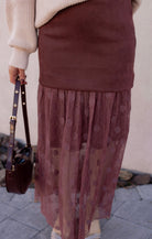 Lace Contrast Maxi Skirt-Skirts-Krush Kandy, Women's Online Fashion Boutique Located in Phoenix, Arizona (Scottsdale Area)