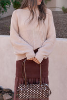 Terry Polka Dot Barrel Shoulder Bag-Purses & Bags-Krush Kandy, Women's Online Fashion Boutique Located in Phoenix, Arizona (Scottsdale Area)