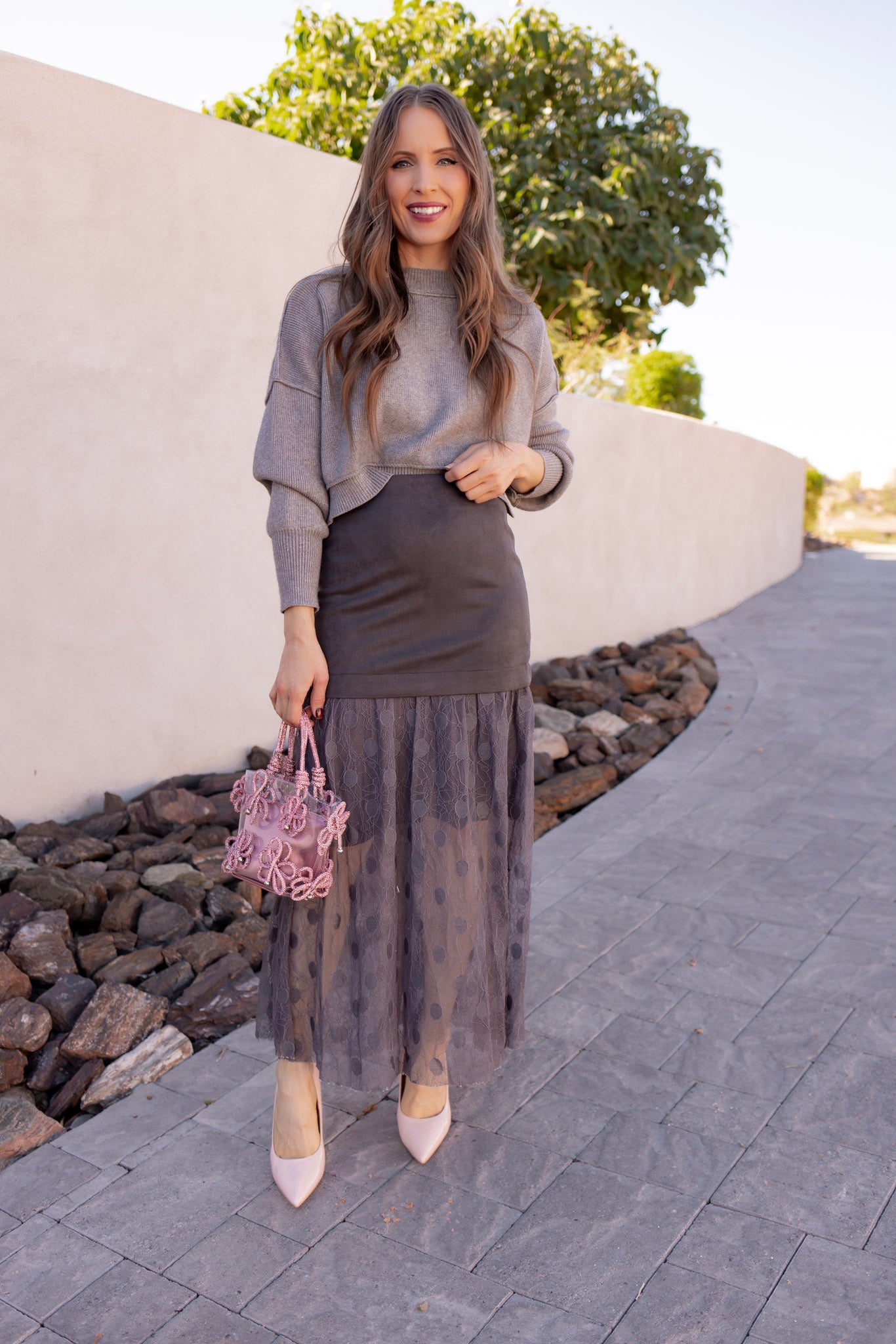 Lace Contrast Maxi Skirt-Skirts-Krush Kandy, Women's Online Fashion Boutique Located in Phoenix, Arizona (Scottsdale Area)