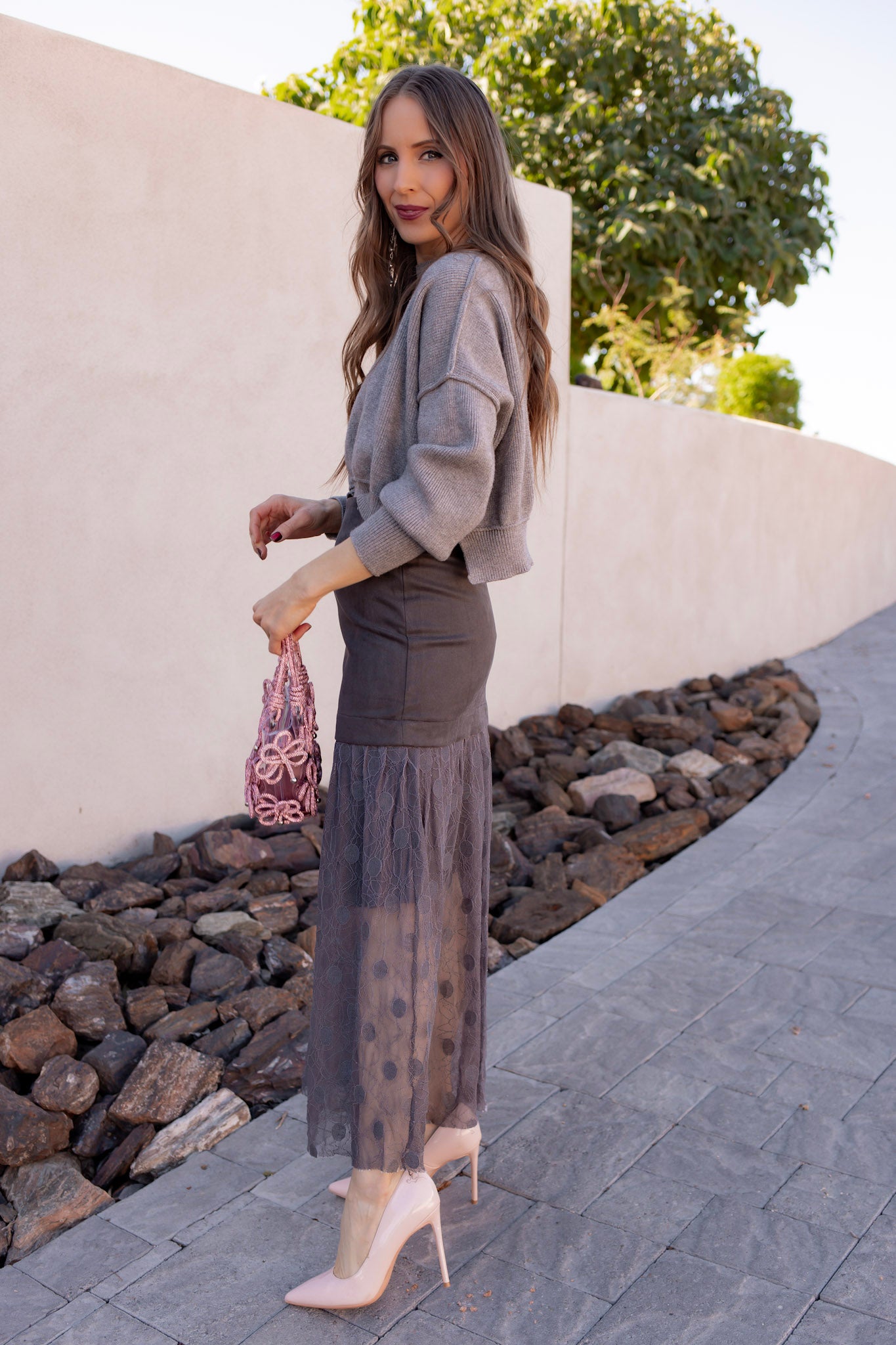 Lace Contrast Maxi Skirt-Skirts-Krush Kandy, Women's Online Fashion Boutique Located in Phoenix, Arizona (Scottsdale Area)