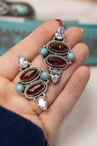 Amber, Turquoise & Crystal Cluster Stud Earrings-Stud Earrings-Krush Kandy, Women's Online Fashion Boutique Located in Phoenix, Arizona (Scottsdale Area)