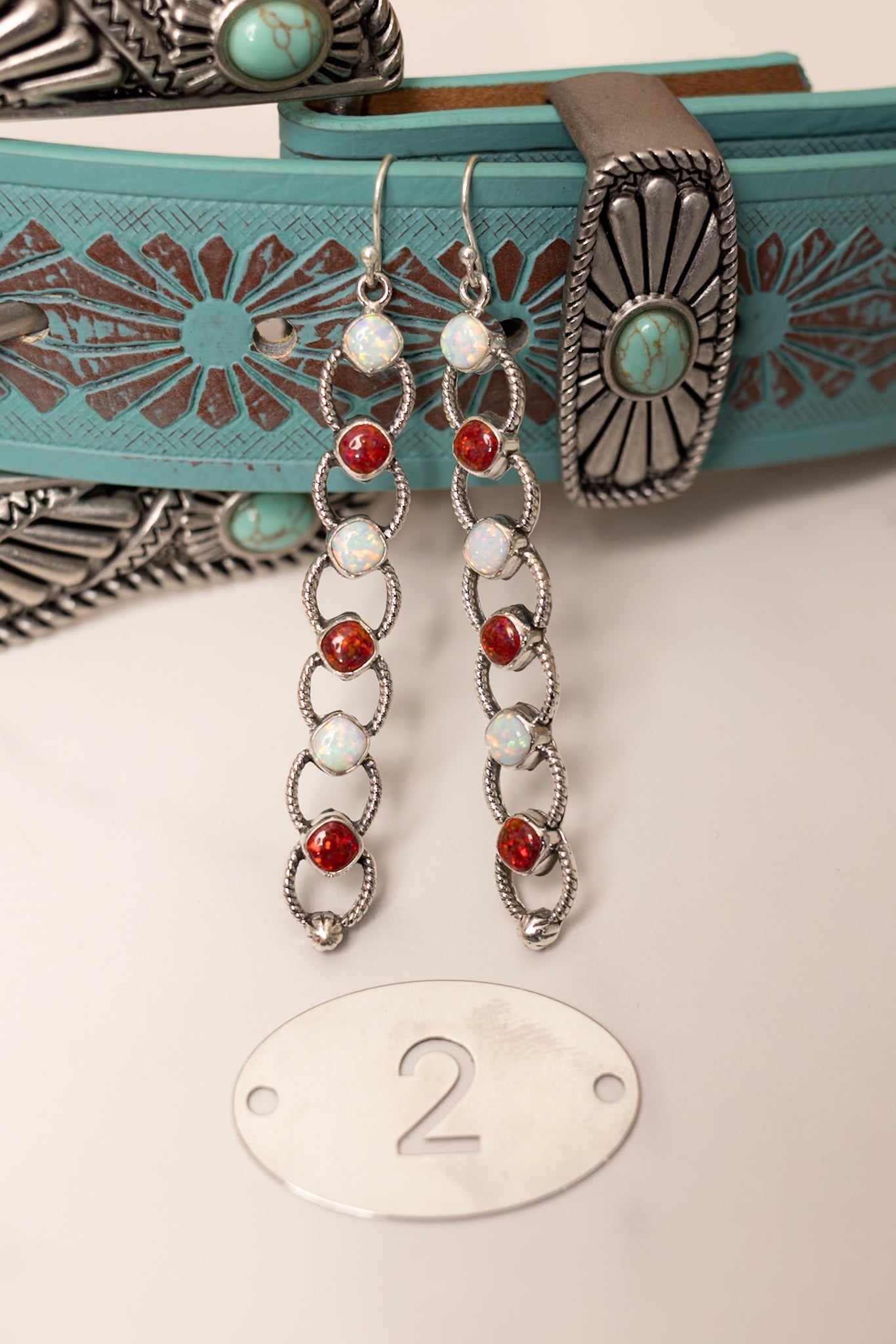 Sterling Silver Six Stone Cascading Earrings-Drop Earrings-Krush Kandy, Women's Online Fashion Boutique Located in Phoenix, Arizona (Scottsdale Area)