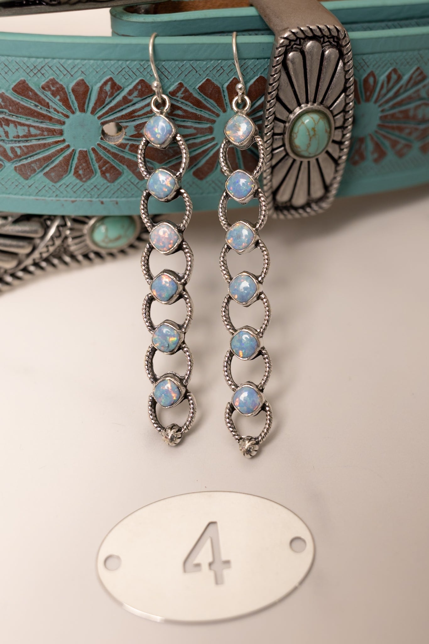 Sterling Silver Six Stone Cascading Earrings-Drop Earrings-Krush Kandy, Women's Online Fashion Boutique Located in Phoenix, Arizona (Scottsdale Area)