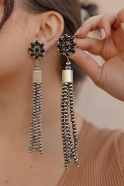 Luxe Desert Pearl & Tassel Earrings-Pearl Necklaces-Krush Kandy, Women's Online Fashion Boutique Located in Phoenix, Arizona (Scottsdale Area)