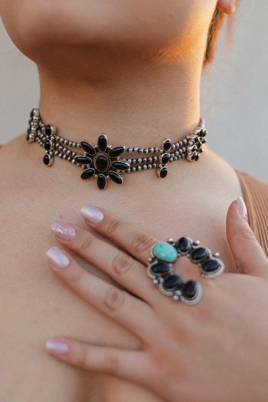 Desert Pearl Stone Choker-Squash Blossom Necklaces-Krush Kandy, Women's Online Fashion Boutique Located in Phoenix, Arizona (Scottsdale Area)