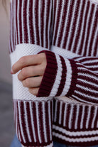 Tiffany Wine Striped Knit Sweater-Sweater-Krush Kandy, Women's Online Fashion Boutique Located in Phoenix, Arizona (Scottsdale Area)