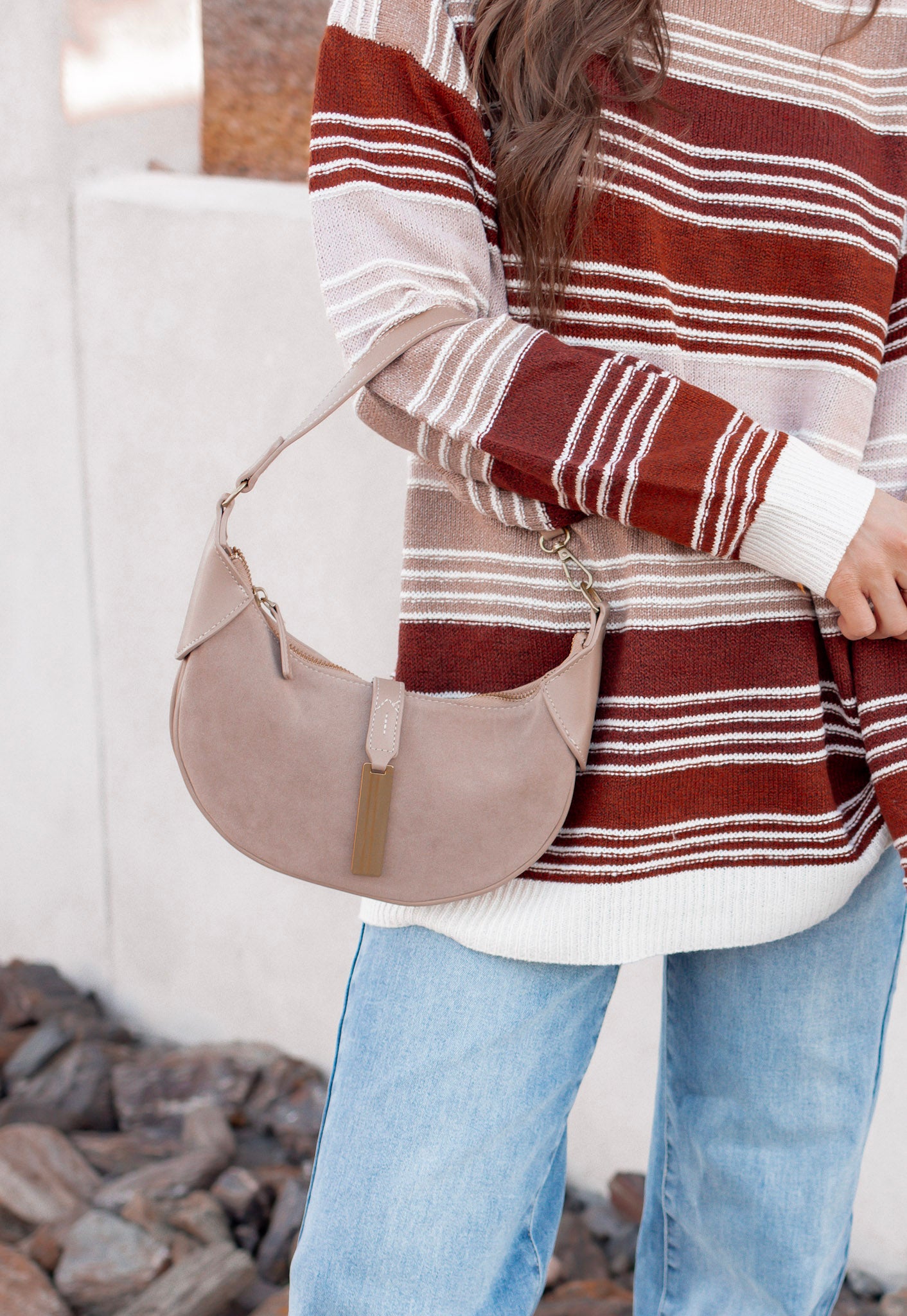 Faux Suede Leather Hobo Bag-Purses & Bags-Krush Kandy, Women's Online Fashion Boutique Located in Phoenix, Arizona (Scottsdale Area)