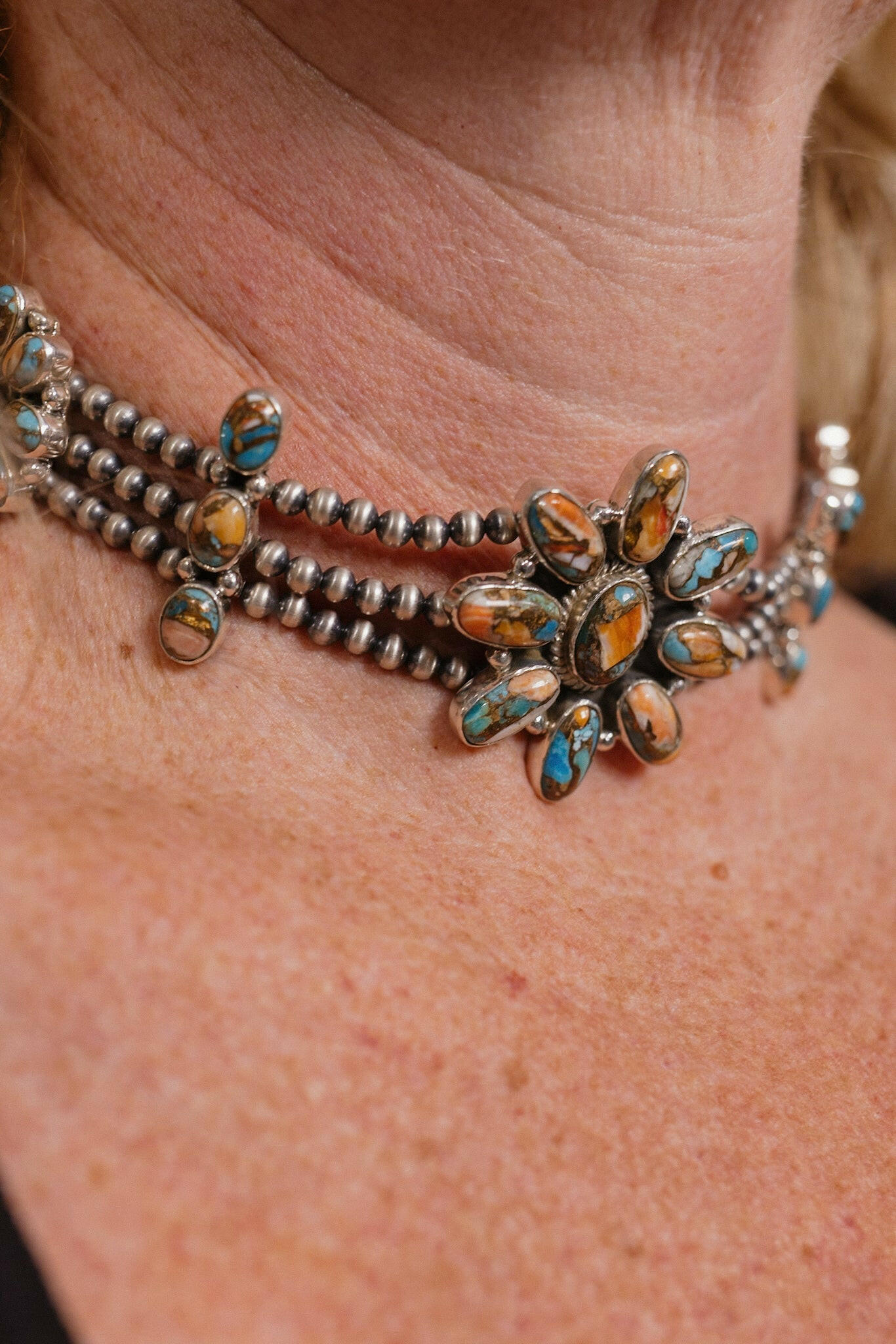 Desert Pearl Stone Choker-Squash Blossom Necklaces-Krush Kandy, Women's Online Fashion Boutique Located in Phoenix, Arizona (Scottsdale Area)