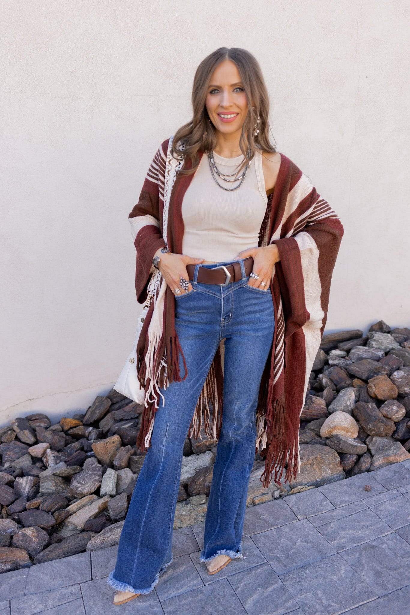 Sedona Sands Stripe Ruana Kimono-kimono-Krush Kandy, Women&#39;s Online Fashion Boutique Located in Phoenix, Arizona (Scottsdale Area)