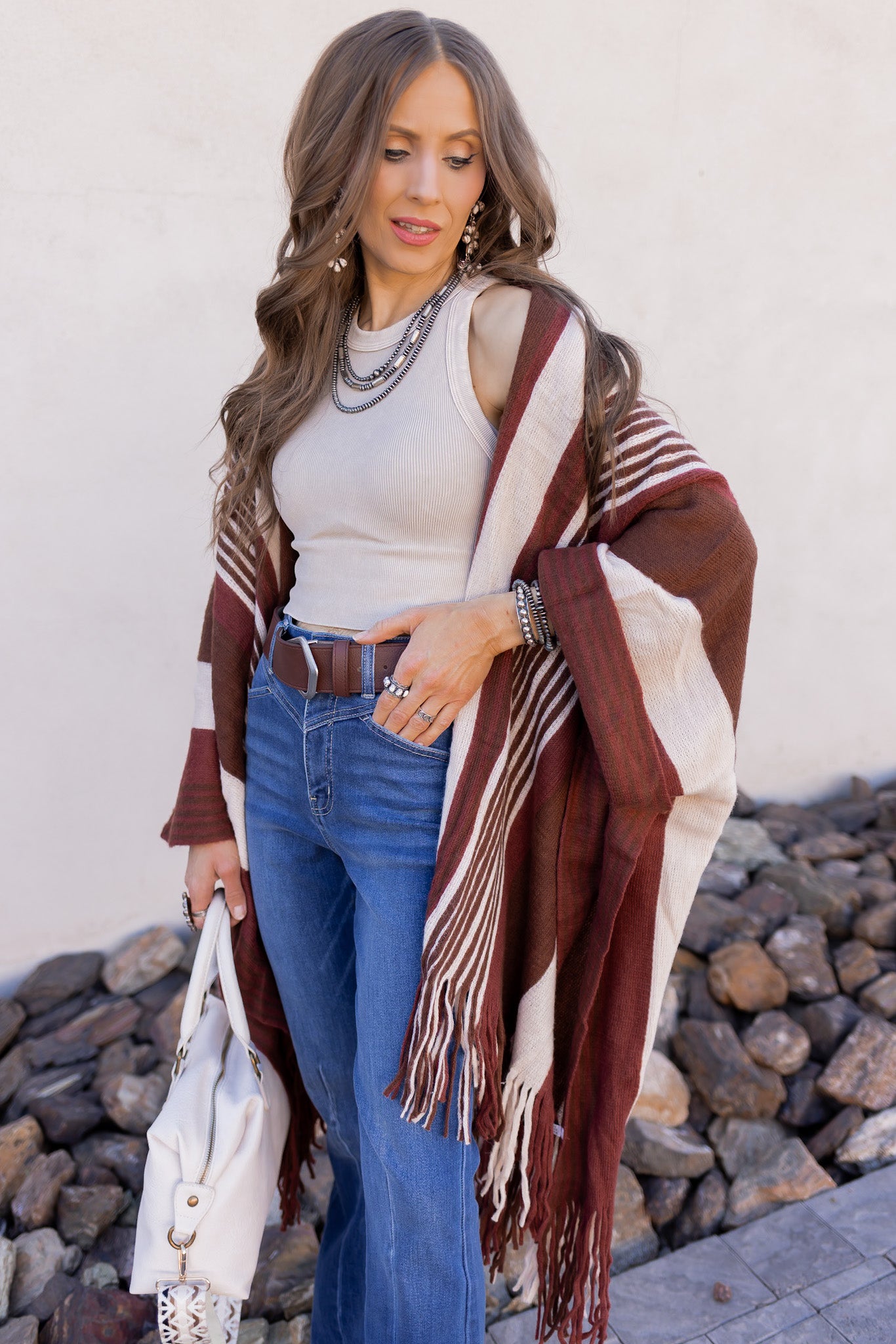 Sedona Sands Stripe Ruana Kimono-kimono-Krush Kandy, Women's Online Fashion Boutique Located in Phoenix, Arizona (Scottsdale Area)