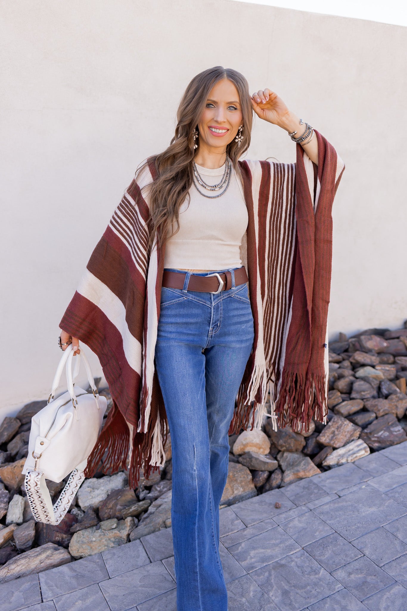 Sedona Sands Stripe Ruana Kimono-kimono-Krush Kandy, Women's Online Fashion Boutique Located in Phoenix, Arizona (Scottsdale Area)