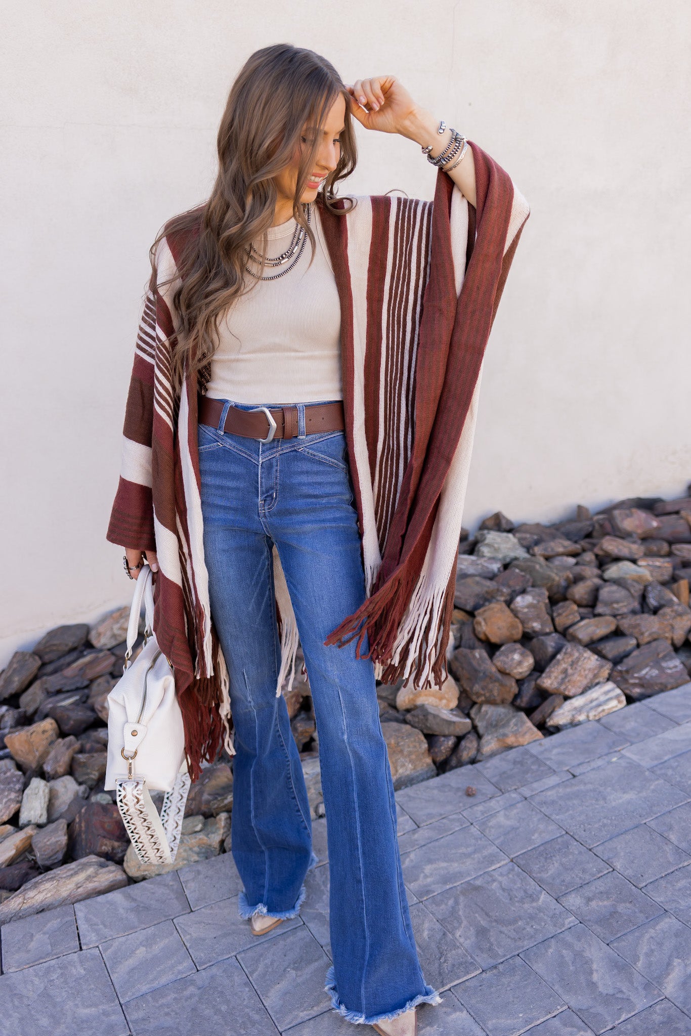 Sedona Sands Stripe Ruana Kimono-kimono-Krush Kandy, Women's Online Fashion Boutique Located in Phoenix, Arizona (Scottsdale Area)