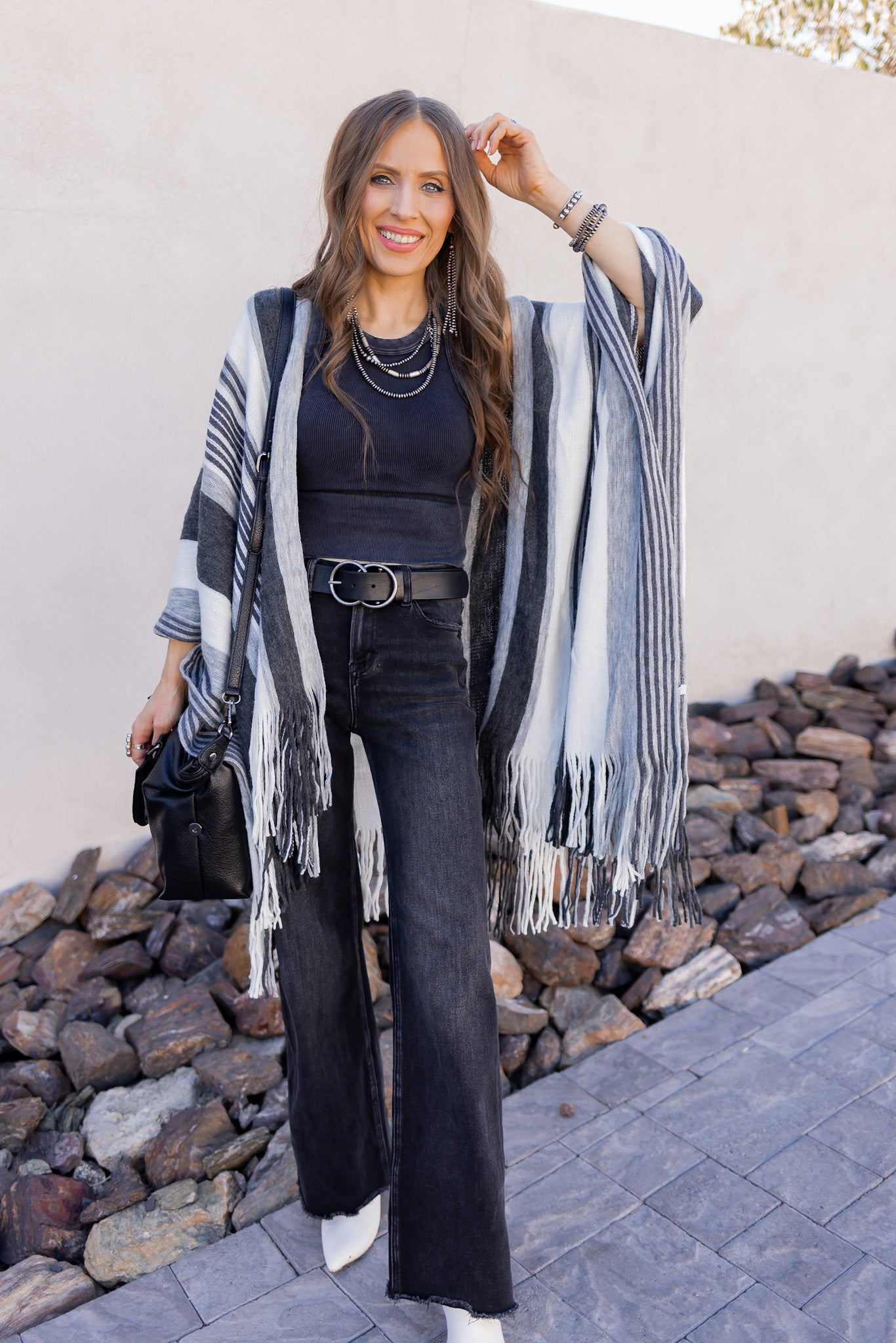 Sedona Sands Stripe Ruana Kimono-kimono-Krush Kandy, Women's Online Fashion Boutique Located in Phoenix, Arizona (Scottsdale Area)