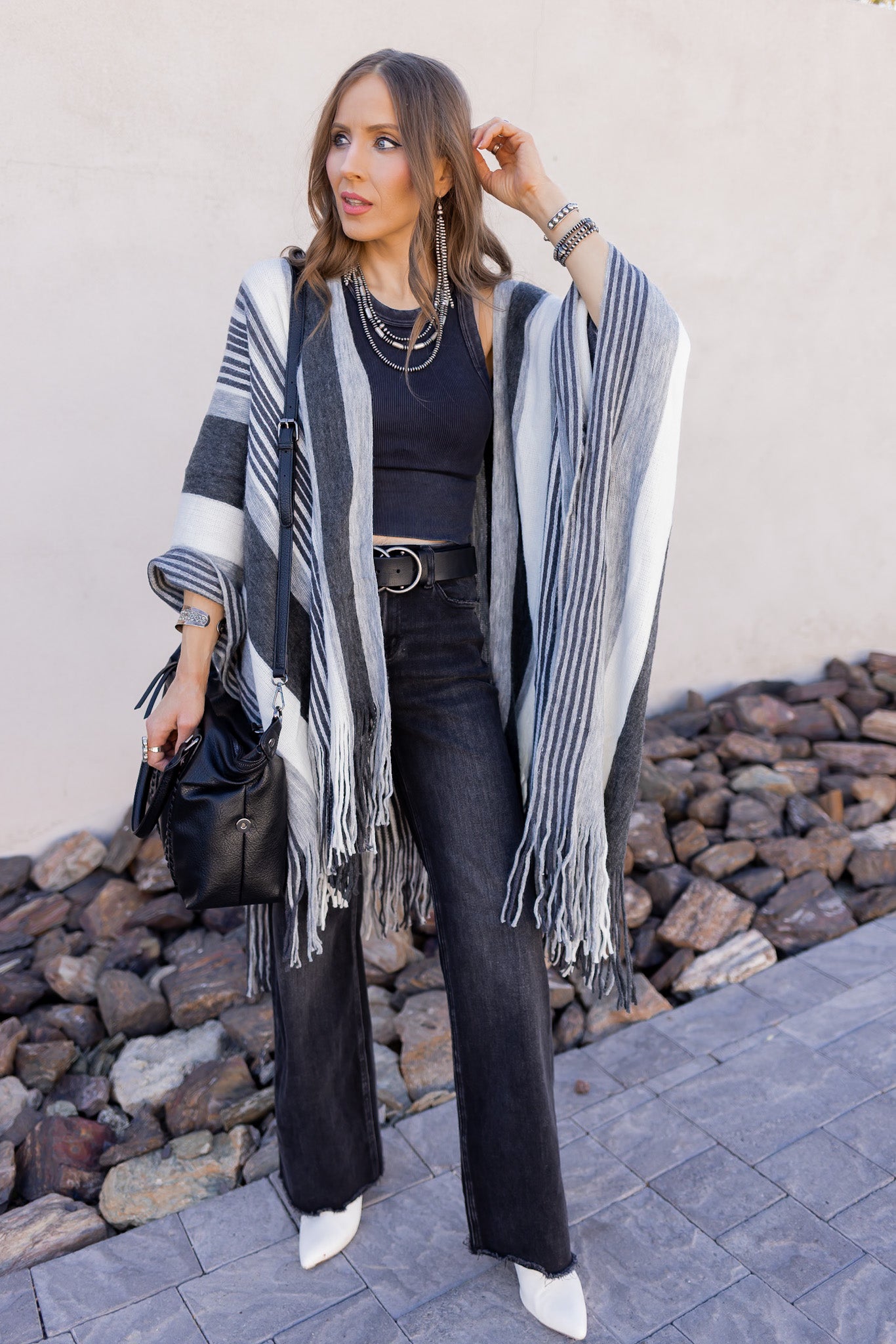 Sedona Sands Stripe Ruana Kimono-kimono-Krush Kandy, Women's Online Fashion Boutique Located in Phoenix, Arizona (Scottsdale Area)