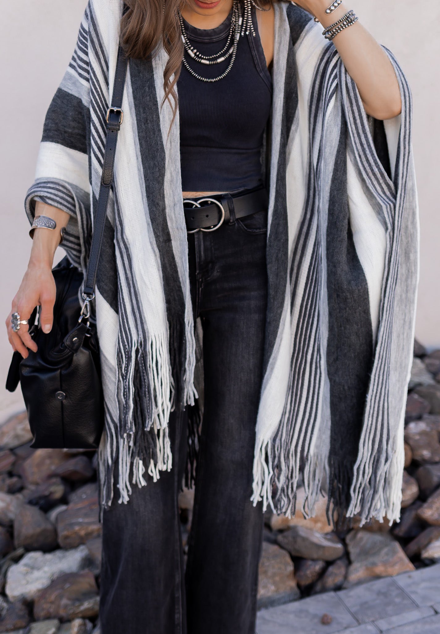 Sedona Sands Stripe Ruana Kimono-kimono-Krush Kandy, Women's Online Fashion Boutique Located in Phoenix, Arizona (Scottsdale Area)