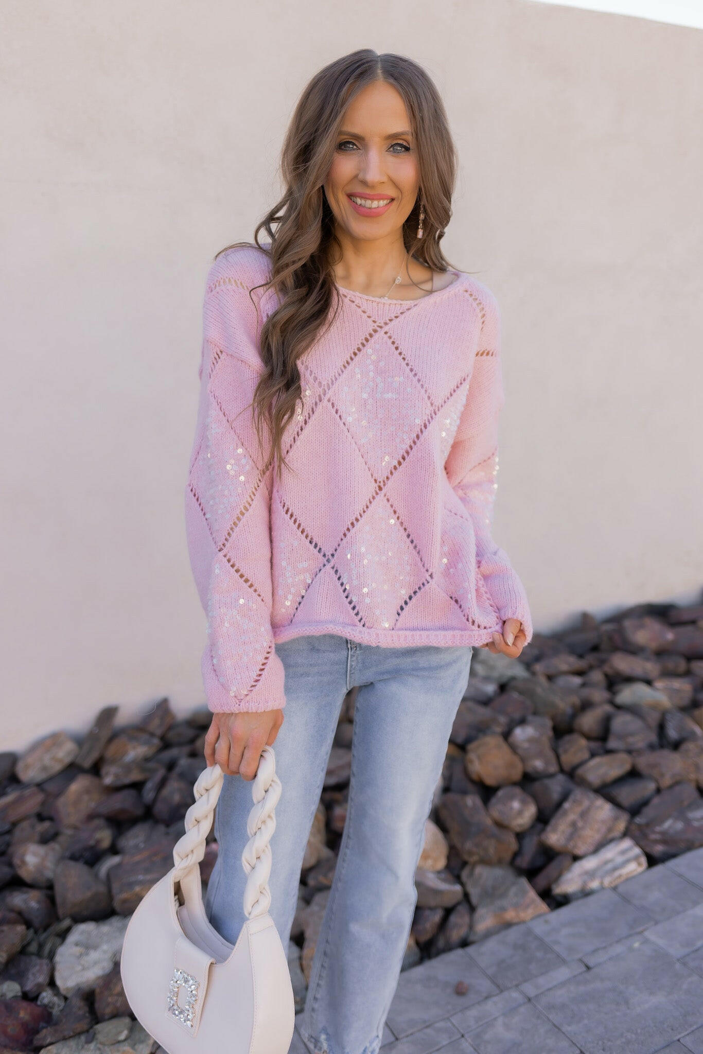 her lip to ／ Diamond Sky Knit Pullover レディース