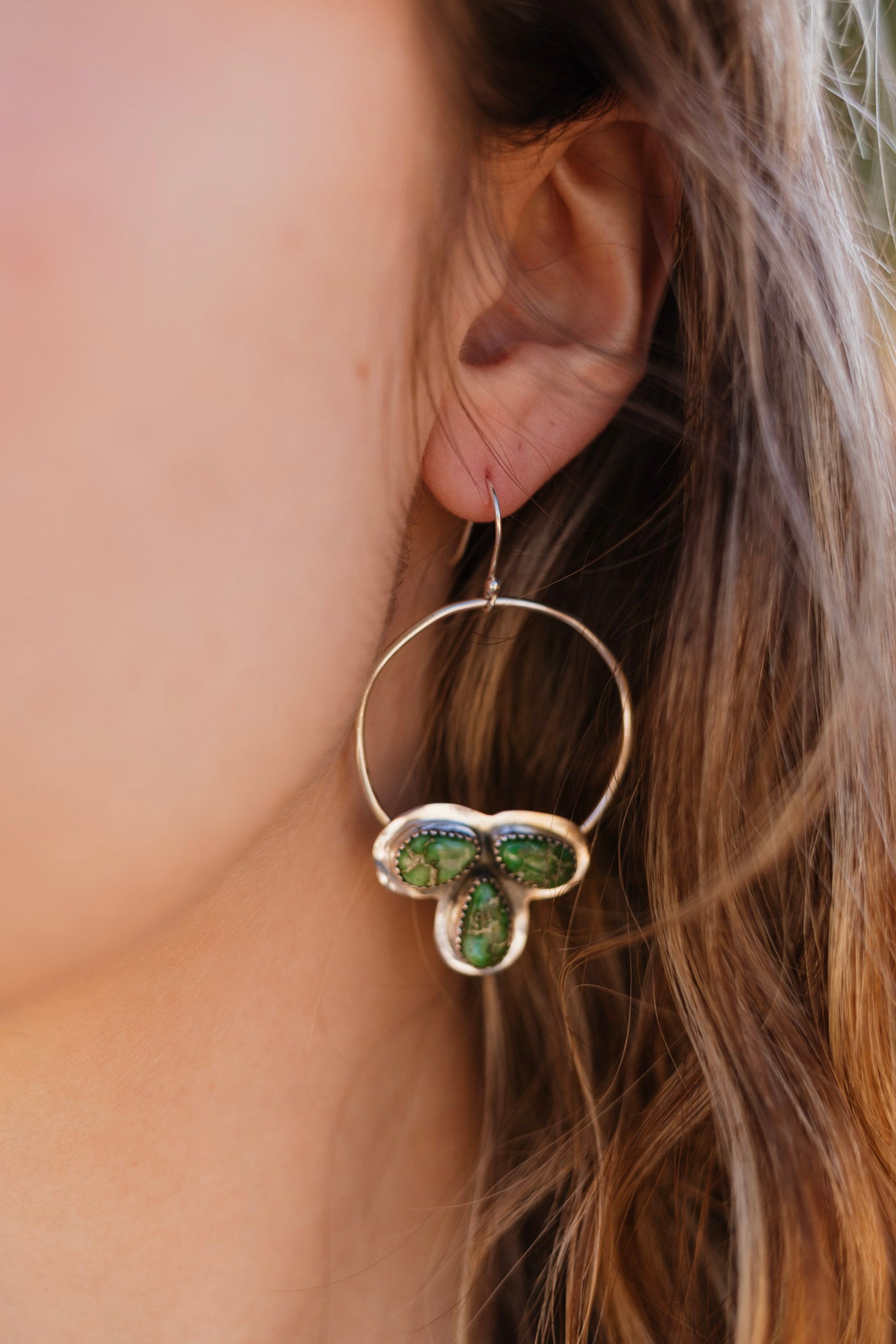 Three Stone Cluster Hoop Earrings-Earrings-Krush Kandy, Women's Online Fashion Boutique Located in Phoenix, Arizona (Scottsdale Area)