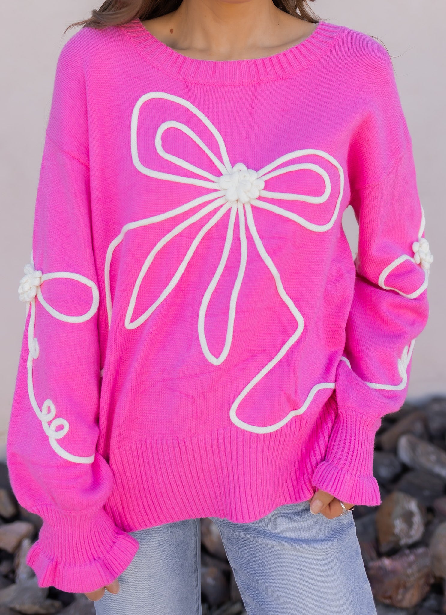 True Romance Bow Detail Sweater-Sweaters-Krush Kandy, Women's Online Fashion Boutique Located in Phoenix, Arizona (Scottsdale Area)