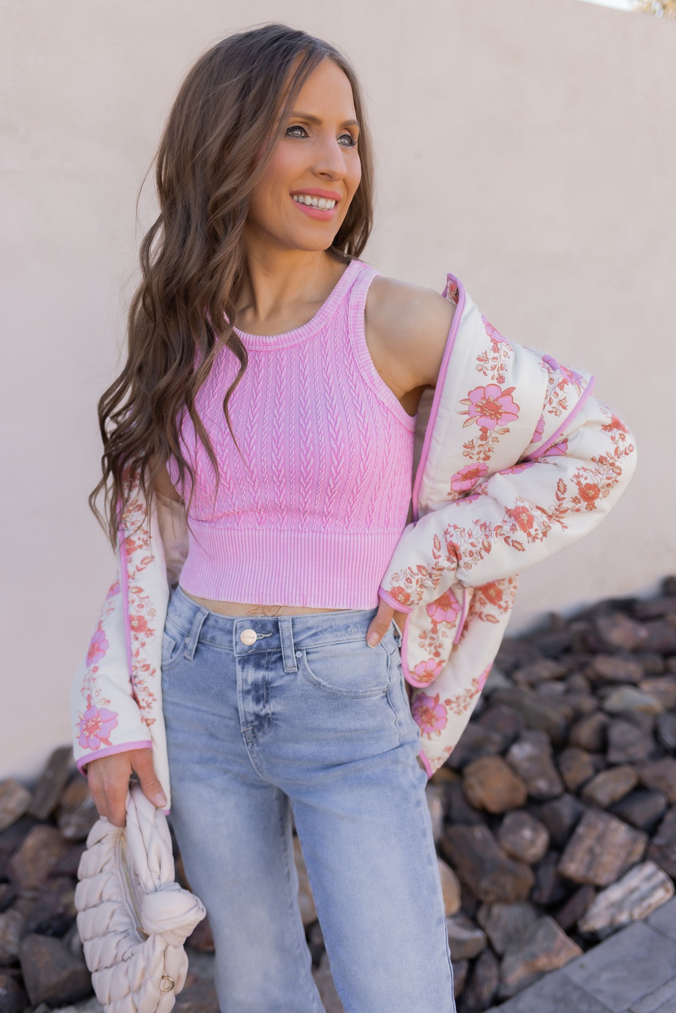 Second Skin Niki Biki Cable Knit Crop Top-Tanks-Krush Kandy, Women's Online Fashion Boutique Located in Phoenix, Arizona (Scottsdale Area)