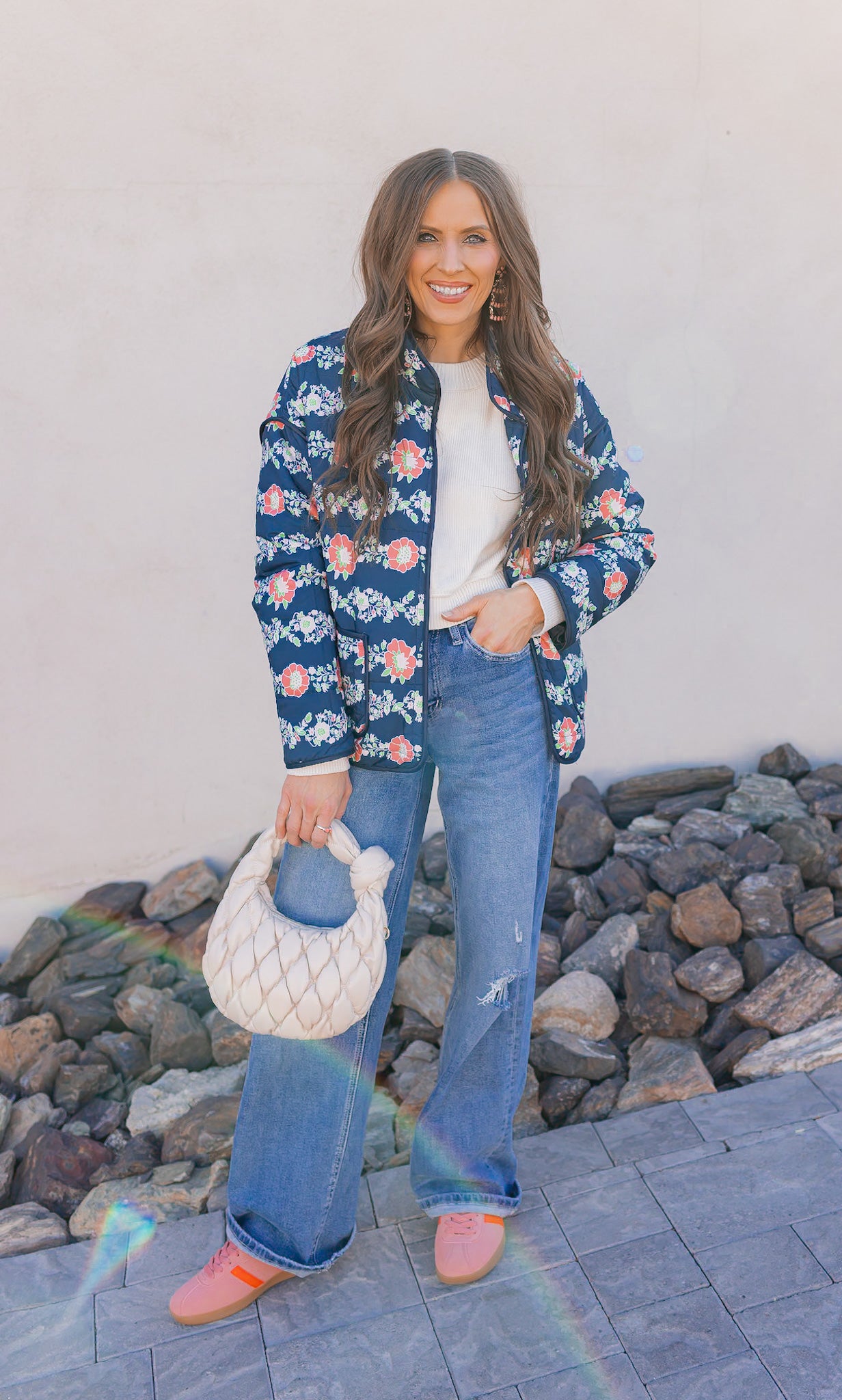 Winter Bloom Floral Print Quilted Puffer Jacket-Jackets-Krush Kandy, Women's Online Fashion Boutique Located in Phoenix, Arizona (Scottsdale Area)