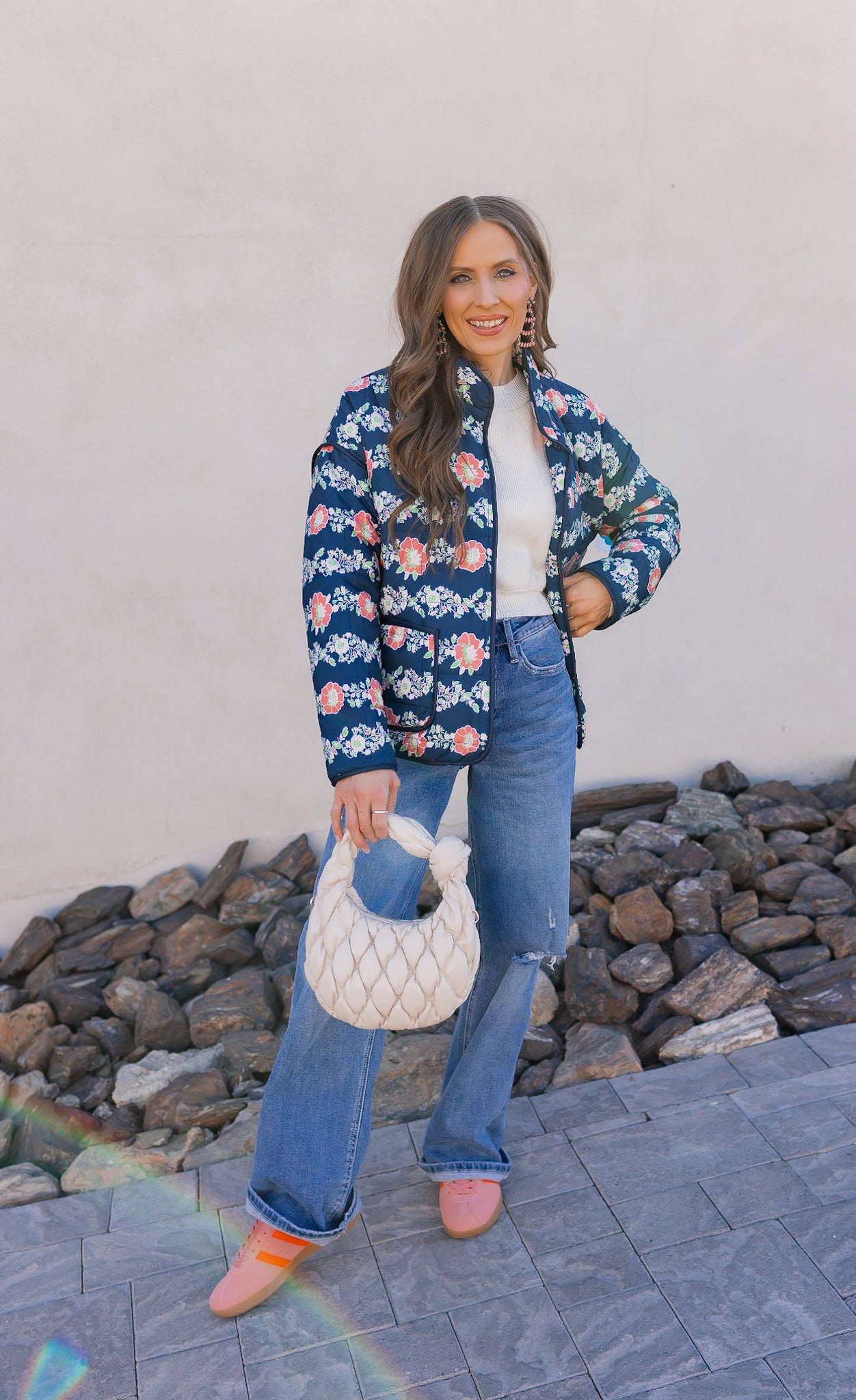 Winter Bloom Floral Print Quilted Puffer Jacket-Jackets-Krush Kandy, Women's Online Fashion Boutique Located in Phoenix, Arizona (Scottsdale Area)