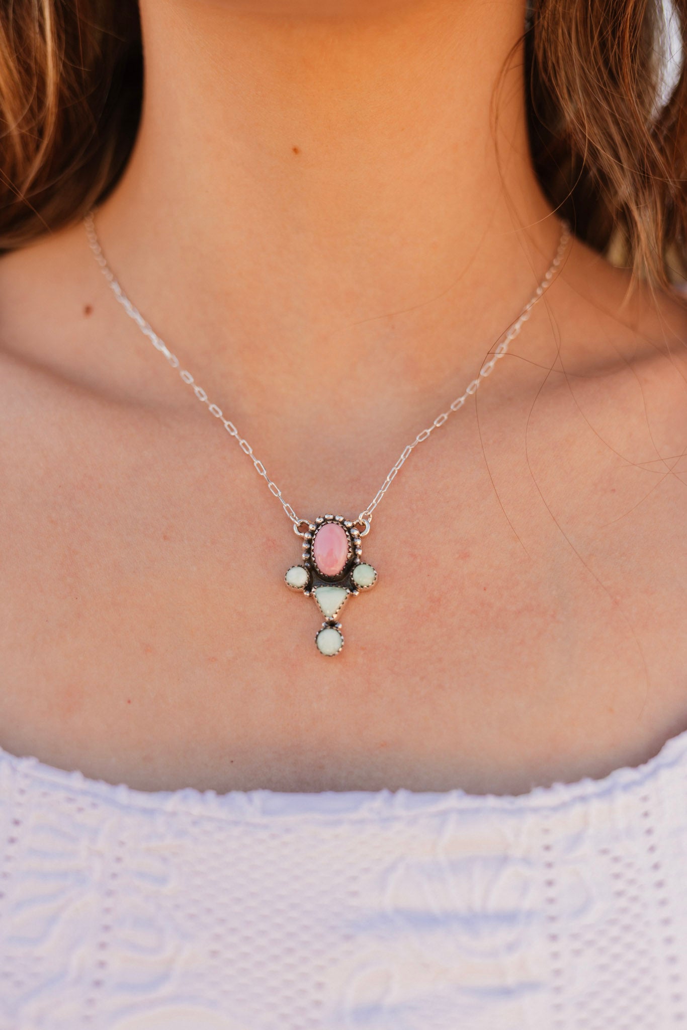In The Moment Pink Conch & Paloma Necklace-Necklaces-Krush Kandy, Women's Online Fashion Boutique Located in Phoenix, Arizona (Scottsdale Area)