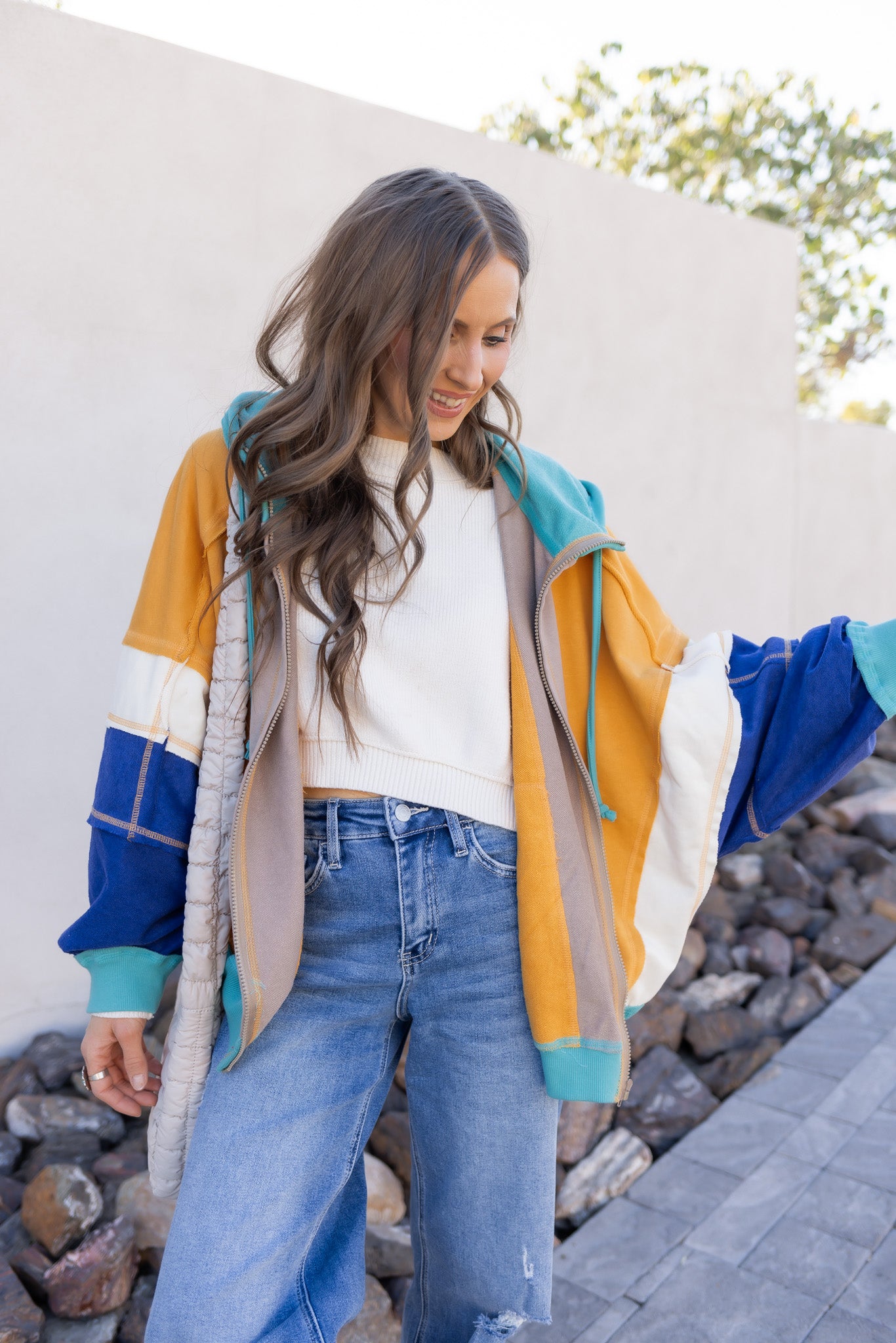 Better Off Color Block Zip Up Hoodie-Jackets-Krush Kandy, Women's Online Fashion Boutique Located in Phoenix, Arizona (Scottsdale Area)