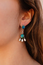 Peacock Dahlia & White Shell Clove Cluster Earrings-Earrings-Krush Kandy, Women's Online Fashion Boutique Located in Phoenix, Arizona (Scottsdale Area)