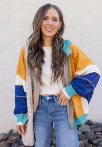 Better Off Color Block Zip Up Hoodie