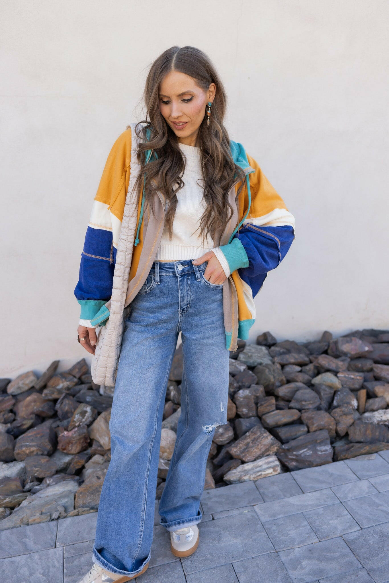 Better Off Color Block Zip Up Hoodie-Jackets-Krush Kandy, Women's Online Fashion Boutique Located in Phoenix, Arizona (Scottsdale Area)